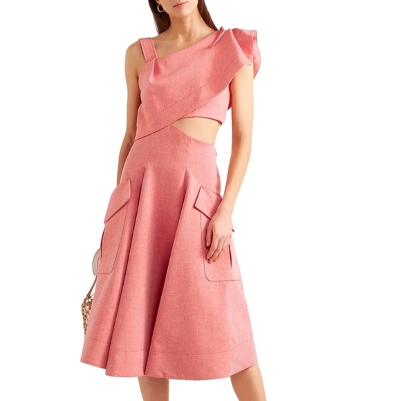 Carven Dresses & Skirts - CARVEN Cutout Ruffled Cotton Blend Twill Dress